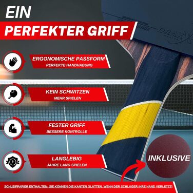Стіл тенісний набір DRAXX SPORTS Carbon | 6 зірок | Швидкий, Сильний, Точний | Офенсивна швидкість | Посилена захисна обкладинка | Професійний набір для настільного тенісу