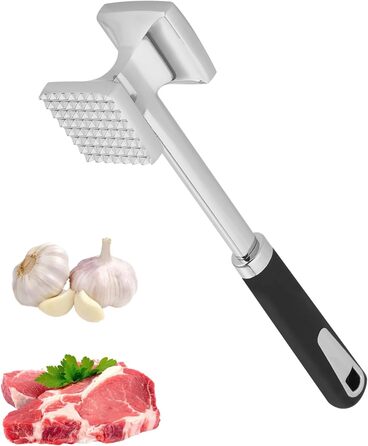 Тідеван Fleischhammer Fleischklopfer: Подвійний молоток для м'яса з нержавіючої сталі 27 см, Antihaft, для стейків, шніцелів, ковбасок, свинини, курки