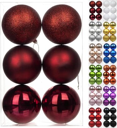 40 шт. прикрас для ялинки: новорічні кулі, 4 см та 10 см (винний колір)