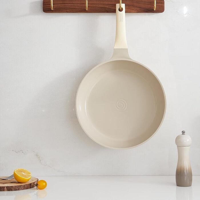 Redchef 28cm Ceramic Non-Stick Frying Pan with Lid - Induction Compatible, Durable, PTFE, PFOA & PFAS Free (Beige)