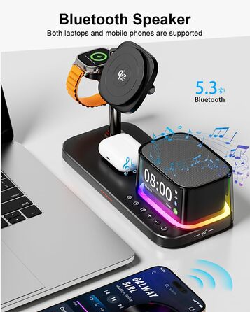 MagSafe Зарядний Стенд 5-в-1 45W Qi2.2: Бездротова Зарядка iPhone 17/16, Apple Watch Ultra, Годинник, Нічник, Спікер