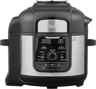 Ninja Foodi MAX Multi-Cooker, 7.5L, 9-in-1 Multi-Cooker, Pressure Cooker (Fast Cooking), Air Fryer (Hot Air Frying), Slow Cooker (Slow Cooking), Grilling and more, Brushed Steel & Black, OP500EU