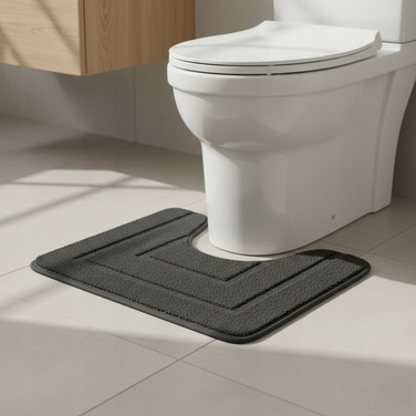 Килимок для ванної кімнати SmartHome, чорний, прямокутний, 50x80 см, з вирізом під унітаз