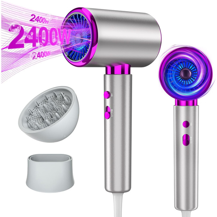 Іонізатор для волосся 2400W Profi, професійний фен з 3 температурами, 2 швидкостями, кнопка холод/гаряче, дифузор, концентратор, термостат для дому, салону, подорожей