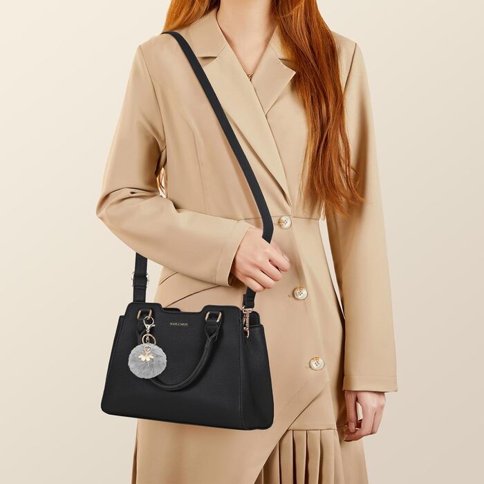 Жіноча сумка IGOLUMON шкіряна середнього розміру, сумка-тоут, сумка на ручку, чорна