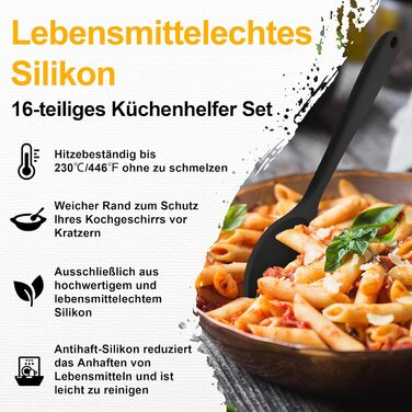 Набір кухонних аксесуарів Homikit 16 шт. з тримачем, кухонне приладдя, посуд, чорний