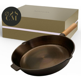 NAKOA Premium Polished Cast Iron Skillet - 28cm | Induction & All Stovetops | Durable & Versatile Cast Iron Pan for Chefs & Home Cooks