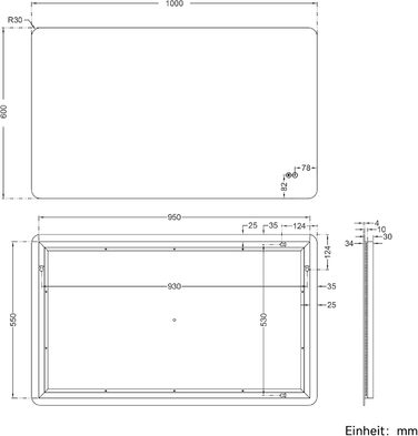 Дзеркало для ванної кімнати SONNI з LED-підсвічуванням, 100 x 60 см, антизапарник, IP44, сенсорне керування, 3 кольори світла