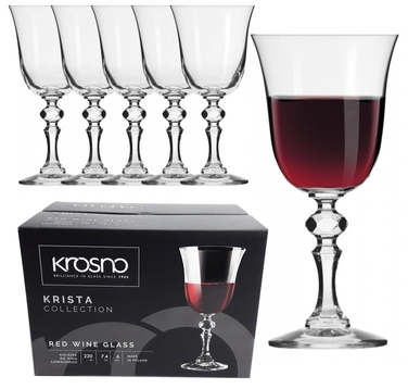 Келихи для червоного вина Krosno Krista, прозорі, 220 мл, 6 шт.