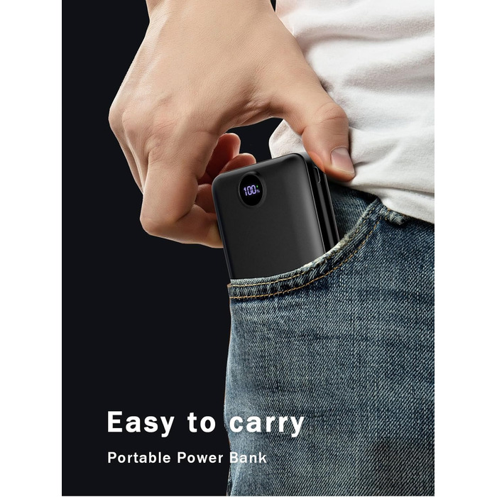 Power Bank 50000mAh з LED дисплеєм: Швидка зарядка 22.5W, 3 виходи USB-C, 2 входи, сумісний з Samsung, iPad, Android, чорний