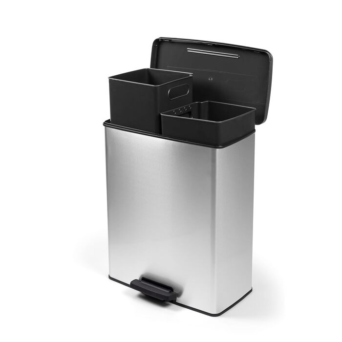 Сміттєвий кошик Curver Deco Bin, пластиковий, 65 л, сріблястий