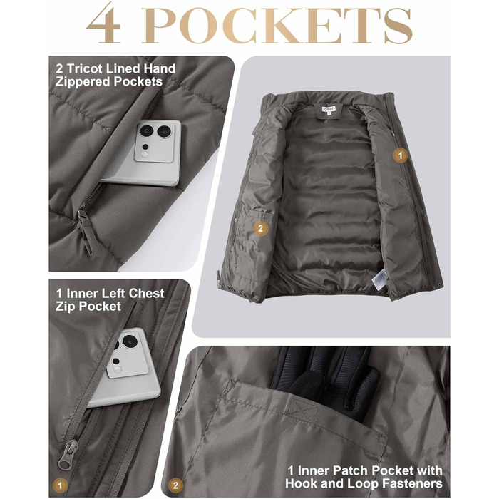 Стьобана жилетка для чоловіків 33,000ft - тепла спортивна жилетка для активного відпочинку, туризму, гольфу та верхової їзди. Водовідштовхуюча, з 4 кишенями, зелено-коричневого кольору, розмір S