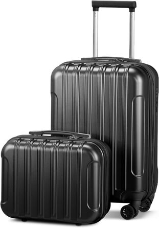 Набір валіз LALAHO 3 шт. з жорстким корпусом, великий дорожній набір валіз на колесах, ABS+PC, ручна поклажа, набір валіз з жорстким корпусом, м'ятно-зелений (чорний-2, набір валіз 2 шт.)