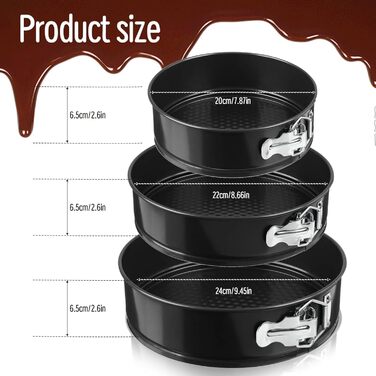 Набір форм для випічки LZYDKH 3 шт. (20/22/24 см) з антипригарним покриттям. Форми для кексів, торти та хліба. Знімний дно.