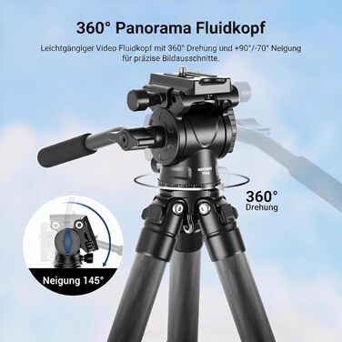 Міні-штатив NEEWER з карбонового волокна (TP10) для DSLR камери, смартфона та відеокамери, з кулястою головою 360°, тримачем для телефону та пультом керування, компактний дорожній штатив