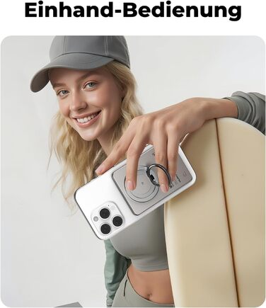 Power Bank KU XIU Magsafe 5000mAh: Тонкий, з підтримкою MagSafe, з кільцем для кріплення, PD 20W, для iPhone 17/16/15/14/13/12 (Титан)