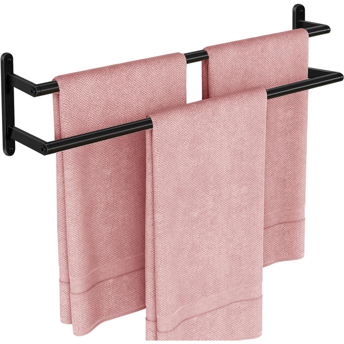 Тримач для рушників на стіну, 60 см, нержавіюча сталь, чорний, для ванної, спальні, кухні