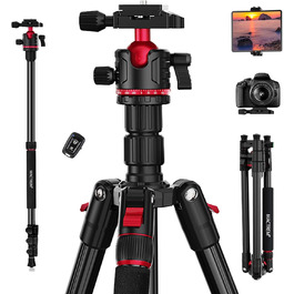 Штатив MACTREM 187 см (74 дюйми) з кульковою головкою 360° - штатив для камери, смартфона, iPad, Canon, Nikon, Sony, телескопа, лазерного рівня