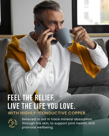 Браслет на руку чоловічий MagnetRX® з чистої міді – Мідний браслет для чоловіків для магнітної терапії – Ідеально при артриті та синдромі карпального тунелю – З інструментом для регулювання розміру (Ірландський бамбук, Copper Cuff)