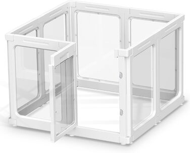 Акриловий вольєр для цуценят, 60 см, прозорий захист для собак, портативний міцний вольєр для собак маленьких та середніх порід, для використання в приміщенні та на вулиці, панелі білого кольору, 8 шт.