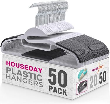 20 шт. Клітки для одягу HOUSE DAY з пластику - неслизькі, для мокрого та сухого одягу, обертаються на 360°, міцні, економія місця, сірі