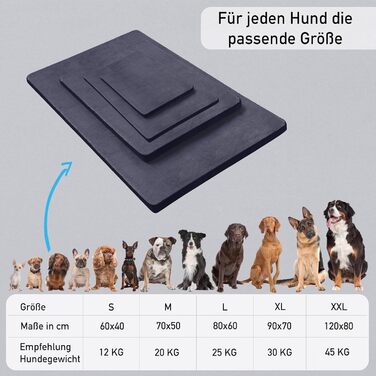 Ортопедична подушка для собак Преміум-якість, сіра, розмір M. Матрац для собак з тканинним покриттям, придатний для прання при 40°C, гіпоалергенний. Розмір: 70 x 50 см (сердечник: 3 см, 60x40 см)