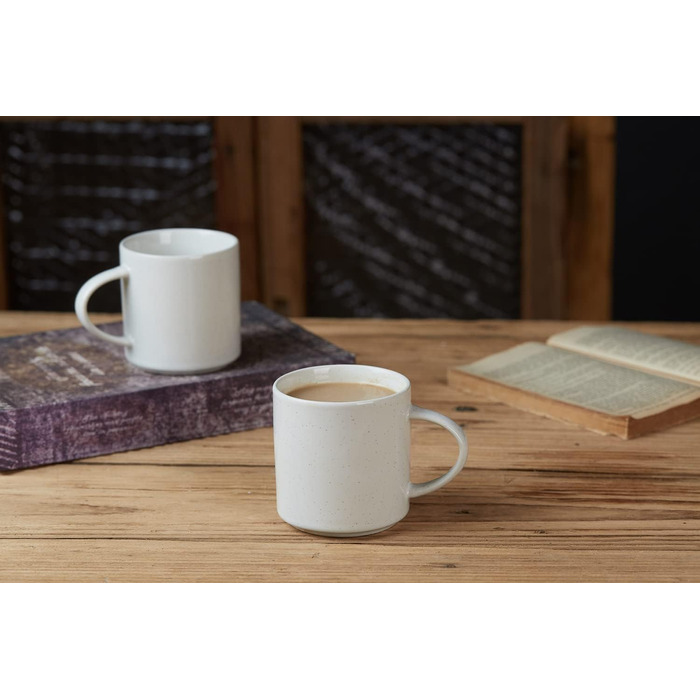 Набір посуду Nebula для 6 осіб, 18-ти частинний: тарілки та миски, керамічний посуд з цвітним малюнком, сервіз, придатний для мікрохвильової печі та посудомийної машини, колір кориця (білий, чашки (355мл 6x))