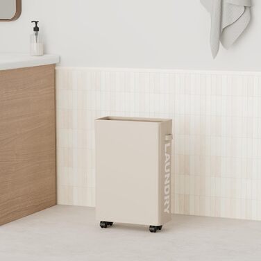 IHOMAGIC 40 л Тонкий кошик для зберігання з ручками, складаний тканинний кошик для білизни на колесах, вузький переносний кошик для брудної білизни, іграшок, рушників, пледів (хакі)