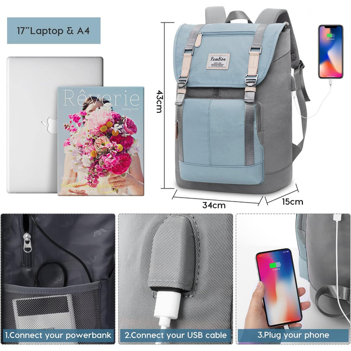 Жіночий рюкзак YAMTION з відділенням для ноутбука 17