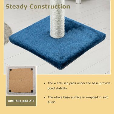 Дім-подвір'я для котів Dimaka, 74 см, з сизалевого мотузка та м'якого плюшевого покриття (Блакитний)