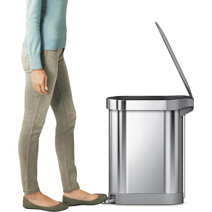Вузький сенсорний сміттєвий відро simplehuman CW2044 на 45 л для кухні, система сортування відходів, матова нержавіюча сталь