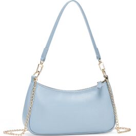 Сумка жіноча WantGor Clutch Tote через плече міні Hobo Bag блакитна екошкіра ретро