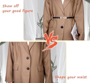 Жіночі шкіряні ремені (2 шт.) - тонкі, з золотою пряжкою для суконь та пальто (чорний+білий)