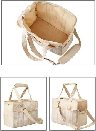 Транспортна сумка для собак та котів до 5 кг - переноска для тварин з верхньою відкривачкою, дихаюча, складана, з регульованим плечовим ременем, дозволена для перевезення в літаку, бежева