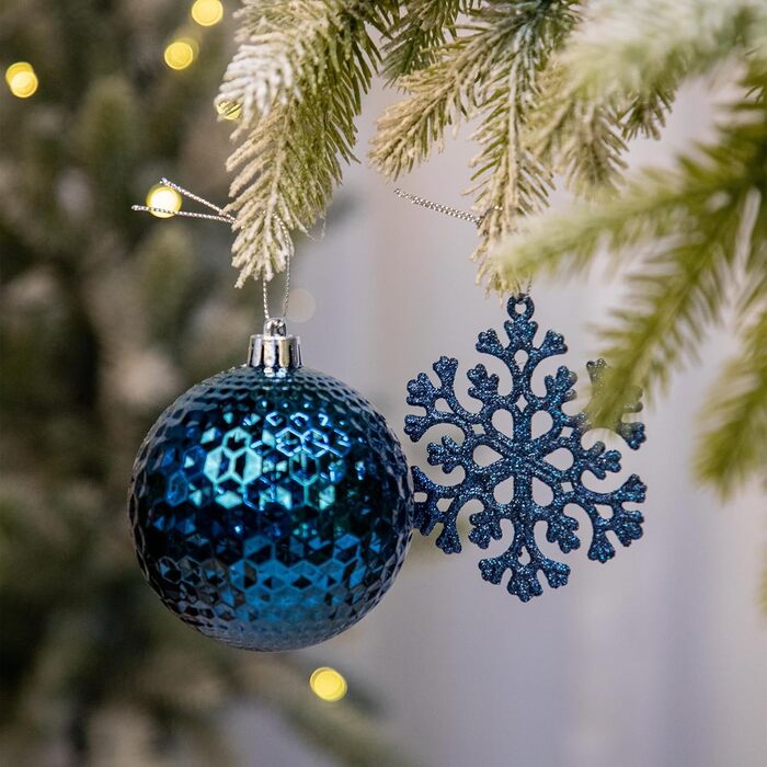 50 шт. прикрас для ялинки: сині ялинкові кулі, міцні, для різдвяного декору