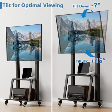 Мобільна підставка для телевізора з колесами, регульована по висоті, VESA 900x600, до 75 дюймів