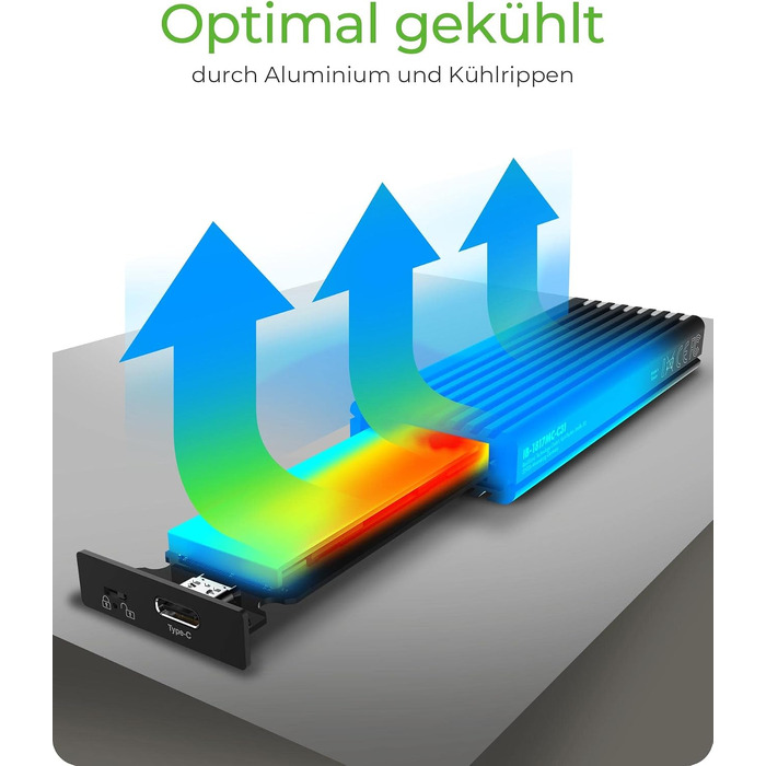 Зовнішній корпус для M.2 PCIe SSD ICY BOX Aluminium USB 3.1 Type-C IB-1817M-C31, чорний (без інструментів)