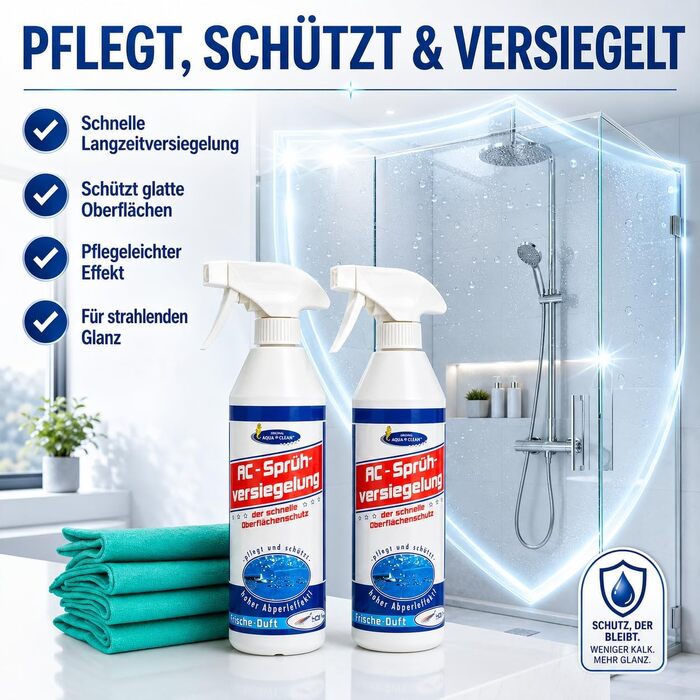 Гідрофобне захисне покриття AQUA CLEAN Sprühversiegelung для автомобіля, спрей-герметик, 2x 500мл