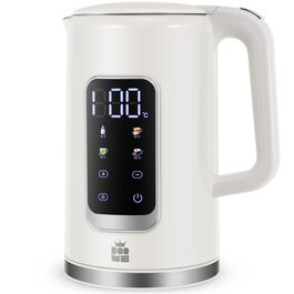 Електричний чайник ForMe з нержавіючої сталі, 1.7 л, регулювання температури 40-100°C, LED дисплей, функція підтримання тепла, BPA Free, білий