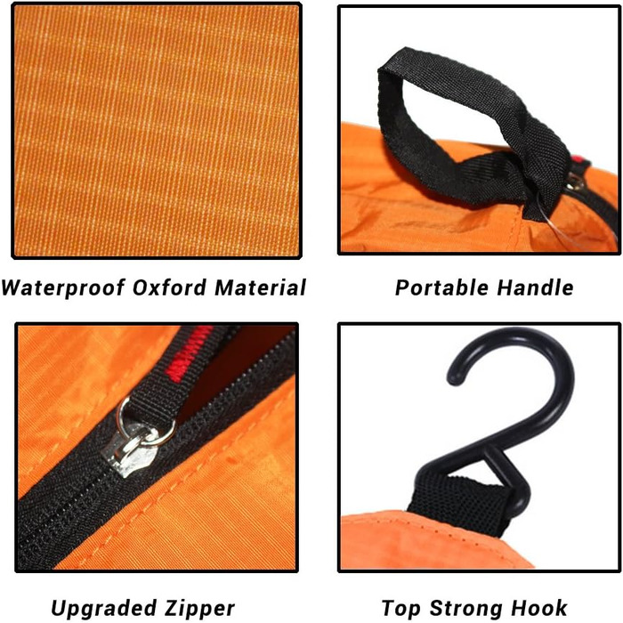 Сумка-органайзер для ванну Jiemei, водонепроникна, з 4 відділеннями, для жінок та чоловіків, компактна, помаранчевого кольору