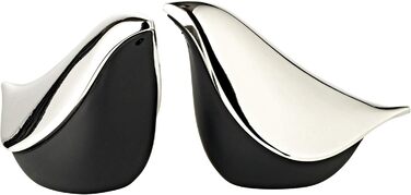 EDZARD Salt & Pepper Shakers Dove (H 6 cm) in Black & Silver - Table Set Pepper & Salt Shakers, Storage - Salt & Pepper Shakers as Decoration, Spice Shakers as Gifts for Festive Occasions