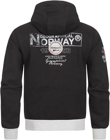 Чоловіча толстовка-худі Geographical Norway Flyer з капюроном та кишенєю-кенгуру, теплий світшот на блискавці, чорний, розмір S