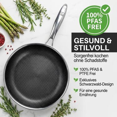Сковорода FIXLINE Black Forest 28 см з антипригарним покриттям без PFAS - для всіх плит, включаючи індукцію, та духовки (до 230°C)