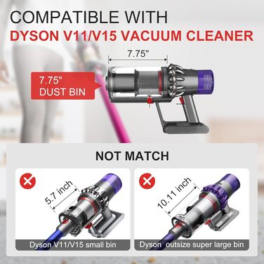 Transparent Dust Collector Bin for Dyson V11, V15, SV14, SV15, SV22 - HEPA Filter Included, Replacement Parts & Accessories