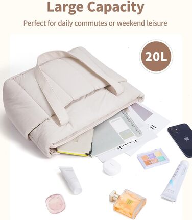 Сумка жіноча Narwey Shopper бежева, велика, легка - для роботи, навчання, як сумка для вчителя з багатьма кишенями