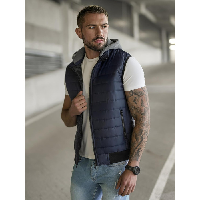 Чоловіча степкова жилетка OZONEEE з капюшоном, без рукавів, спортивна, для перехідного сезону, артикул 777/892KA