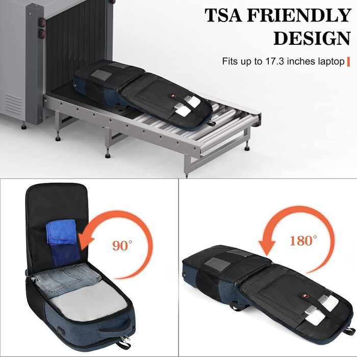 Рюкзак NEWHEY для чоловіків та жінок: великий, для ноутбука, з USB-портом, водонепроникний, бізнес/школа (синій)