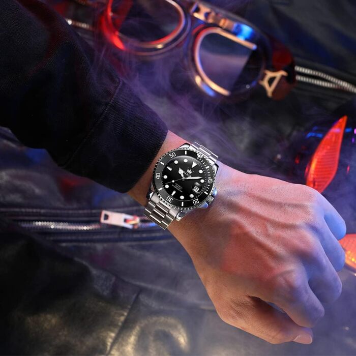 Чоловічий механічний годинник OLEVS зі скелетоном, автоматичний водонепроникний наручний годинник, сріблясто-чорний