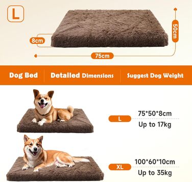 Килимок для собак MDDK, 75x50x8 см, плюшевий, коричневий