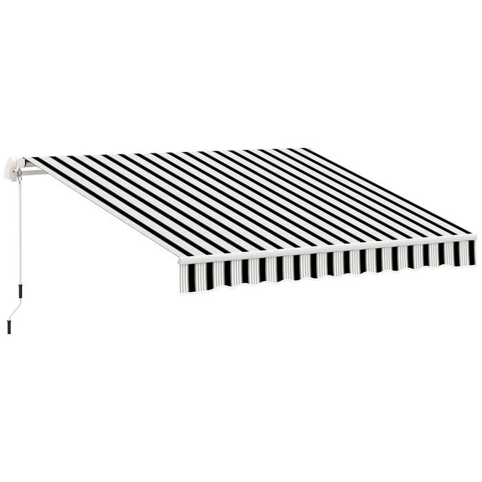 Outsunny Balcony Awning, 3.95 x 2.45 x 3.50 m, UV-resistant, suitable for all surfaces, awning with hand crank, aluminum, polyester, blue